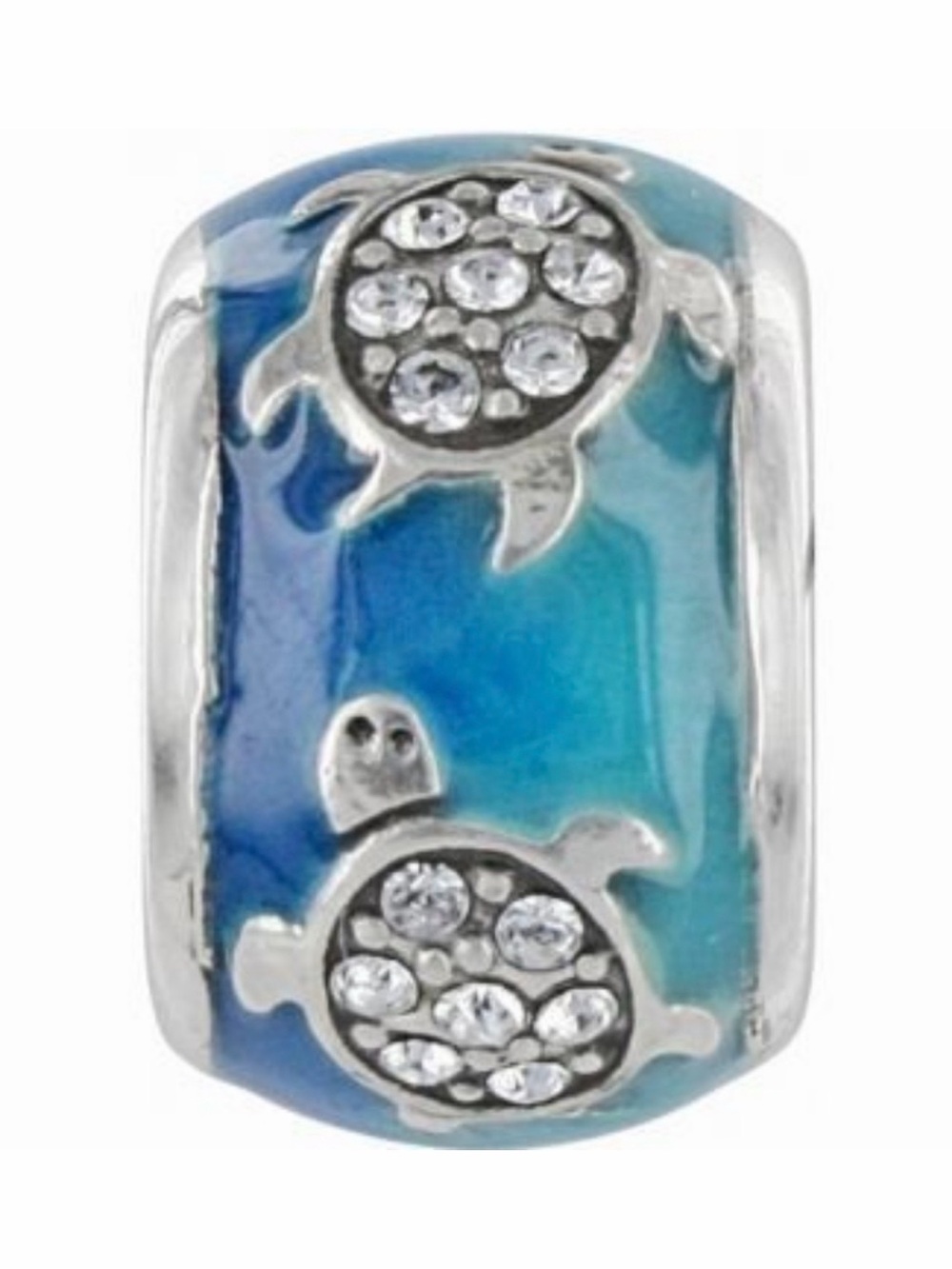 🐢 RARE RETIRED Brighton polished Silver & Vibrant Enamel Turtle Spacer Bead!